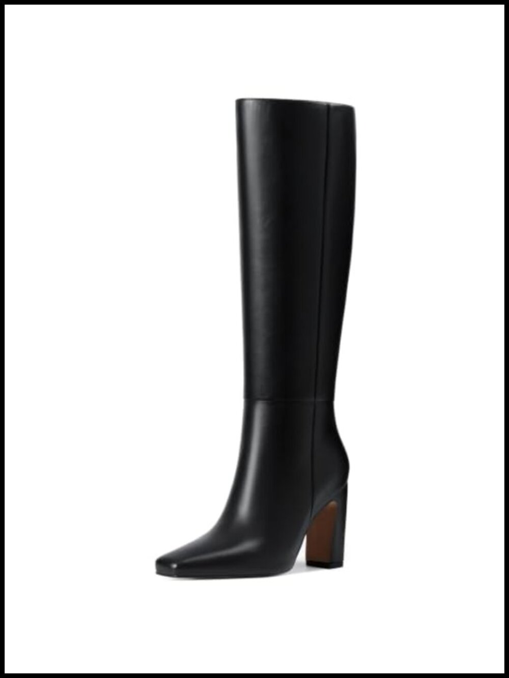 Knee High Boots Square Toe Chunky Block Heel Side Zip Tall Boots